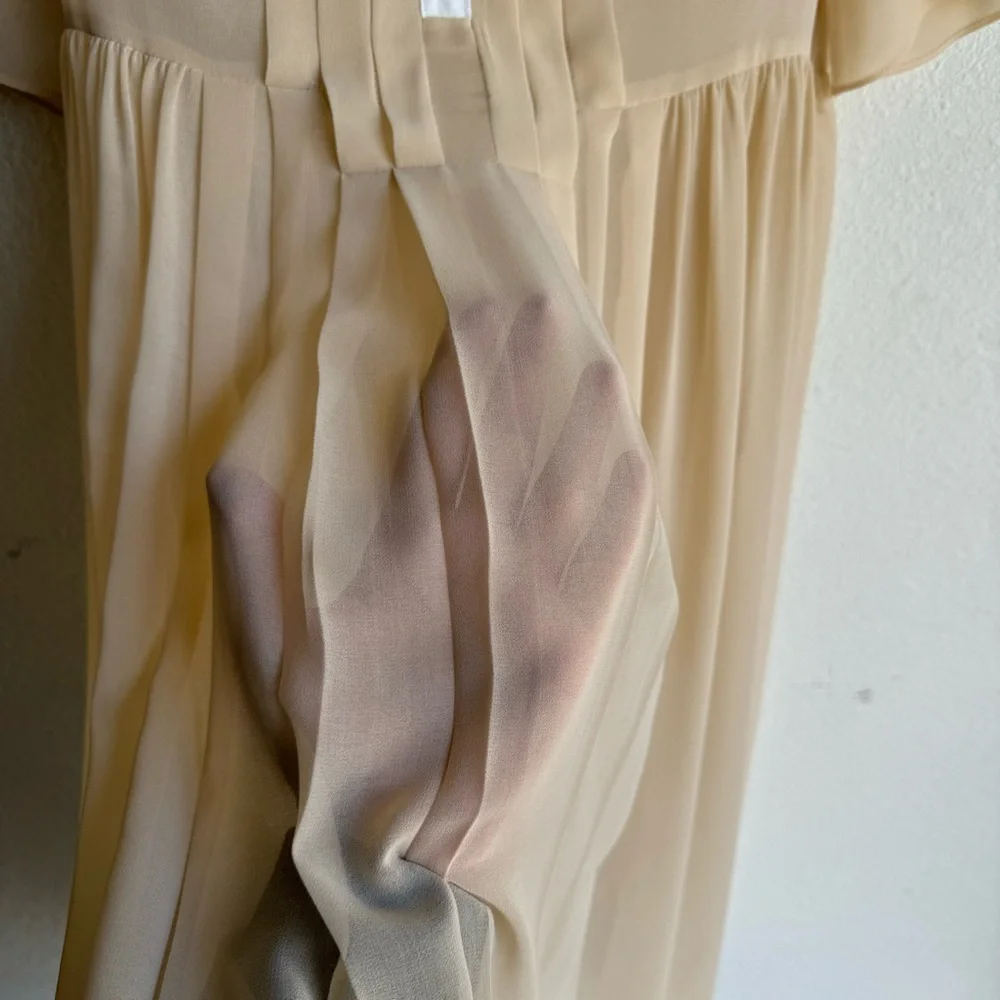 Sandro Beige Midi Dress Small Sheer size S - Picture 3 of 9